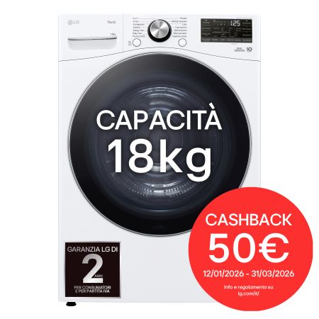 Asciugatrice 18kg Pompa di calore DUAL Inverter | Serie U8 Classe D | Motore Direct Drive, AI Dry, Wi-Fi, Allergy Care